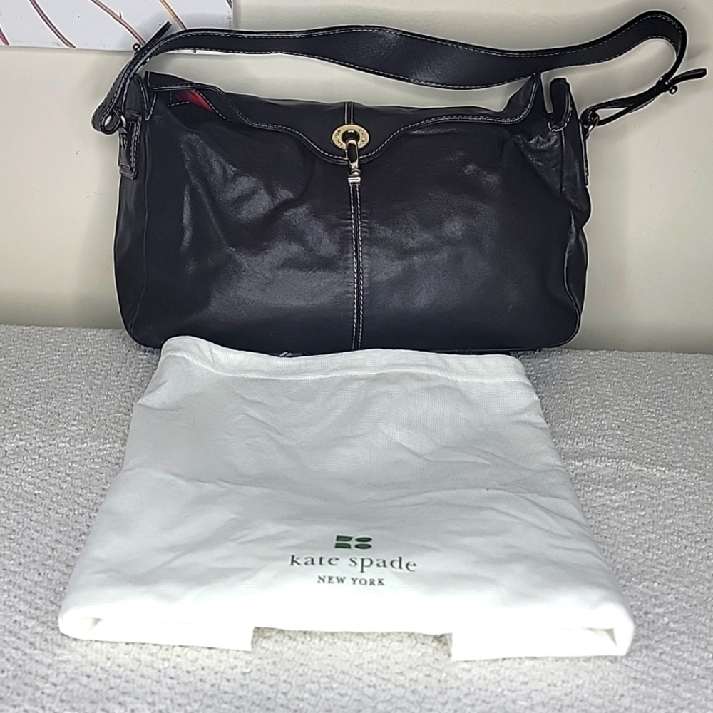 Kate Spade Shoulder Bag with Dust Bag Brown with White Stitching